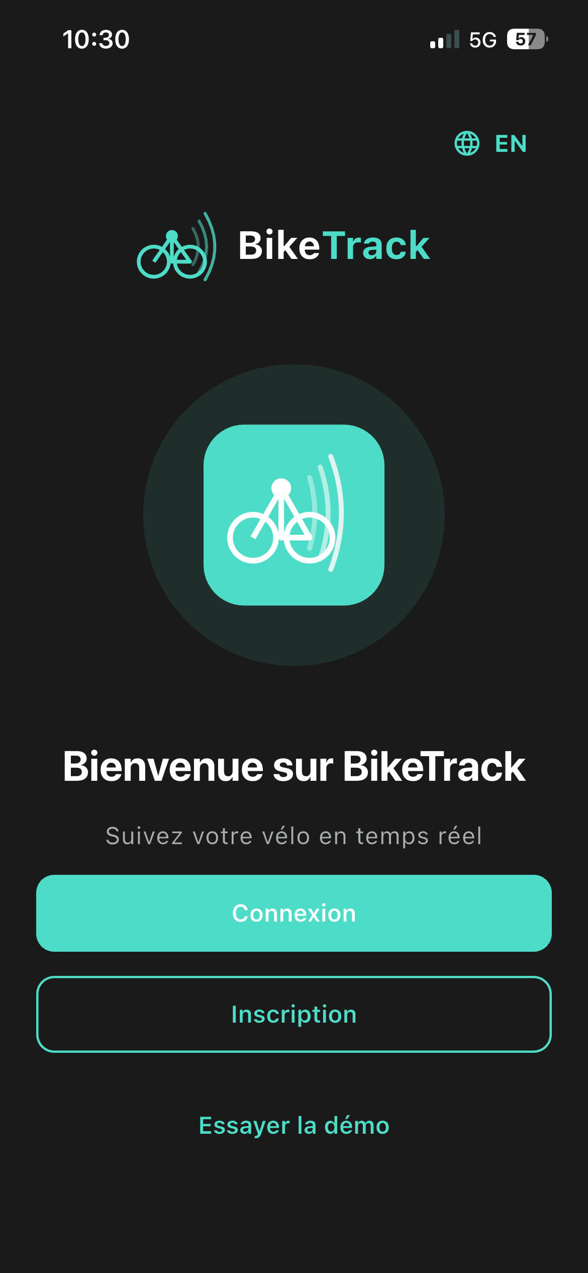 Connexion sécurisée à votre compte BikeTrack.